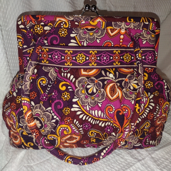 Vera Bradley Alice Purse Quilted Handbag With Kiss Lock Sunset Safari Pattern - Picture 8 of 13